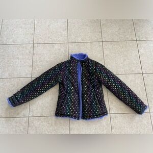 Me Jane Reversible Multi-Color Hearts/Purple Faux Fur Girls Jacket size 6